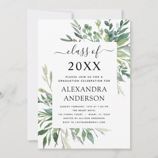 2022 Graduation Botanical Greenery Invitation (Devant)