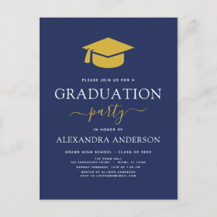 2022 Graduation Party Marine Blue Gold Invitation