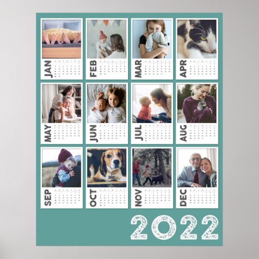 2022 Jaarkalender Modern Foto Collage Poster (Voorkant)