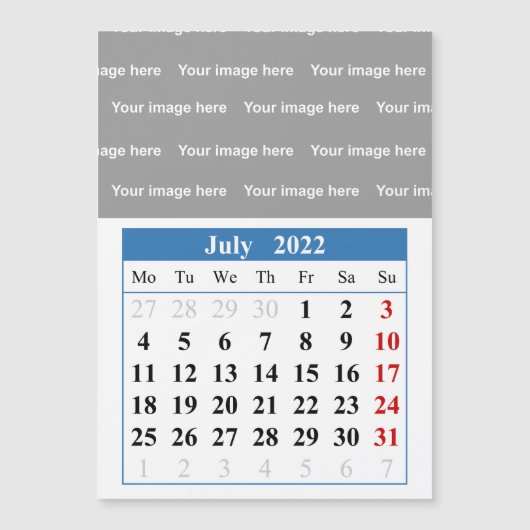 2022 Juli kalender Magnetische kaart (Voorkant)