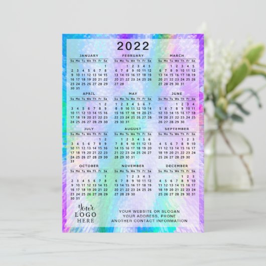 2022 Kalender kleurrijke Iridescent Holographic Programma (Staand voorkant)