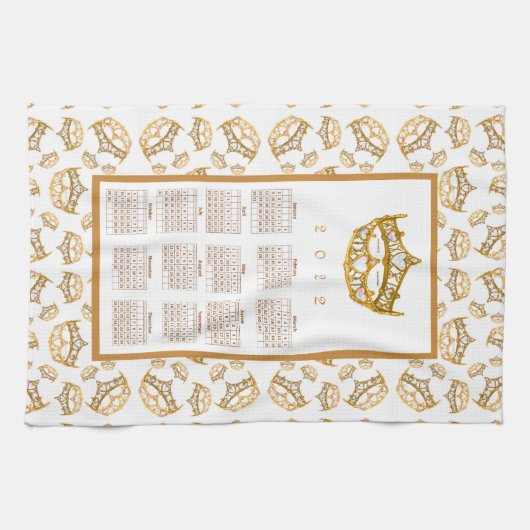 2022 Kalender Koningin Harten Gold Crown Tiara Bor Theedoek (Horizontaal)