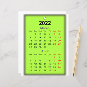 2022 Kalender maart April Druk op..