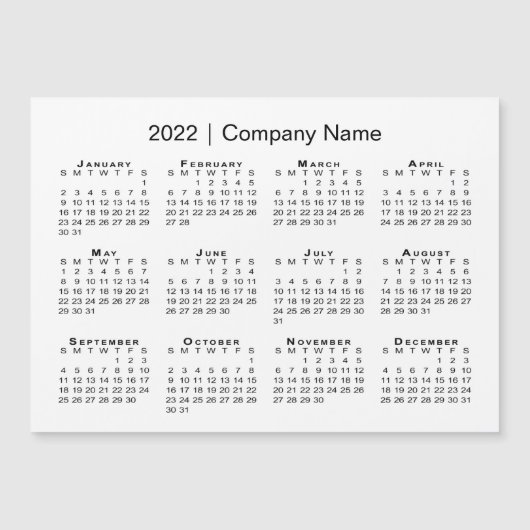 2022 Kalender met de Naam Witte Magnet van het Bed (Voorkant)