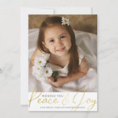 2022 Kalender PEACE EN JOY Gold Script Photo Holi Feestdagenkaart (Voorkant)