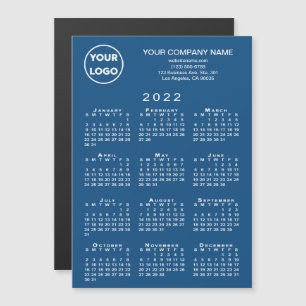 2022 Kalender Zakelijke Logo Tekst Blauwe Magneet 