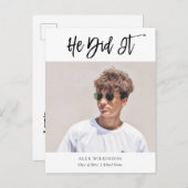 2022 maakte hij het moderne Afstuderen voor kallig Uitnodiging Briefkaart (Voorkant / Achterkant)