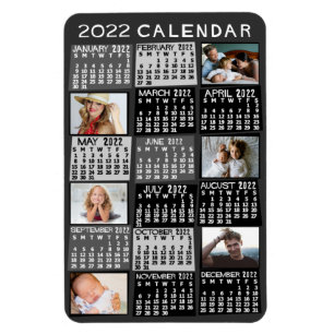 2022 Maandelijkse kalender Mod Black Photo Collage Magneet