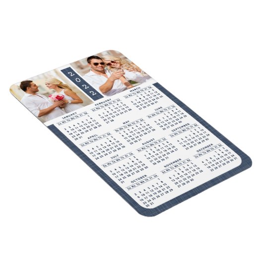 2022 Magnetic Fridge Calendar Foto Blue Modern Magneet (Rechterzijde)