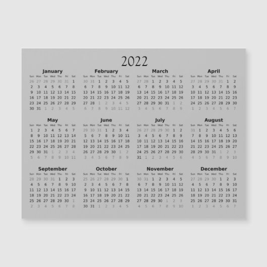 2022 Mini-kalender magnetische uitnodiging (Voorkant)
