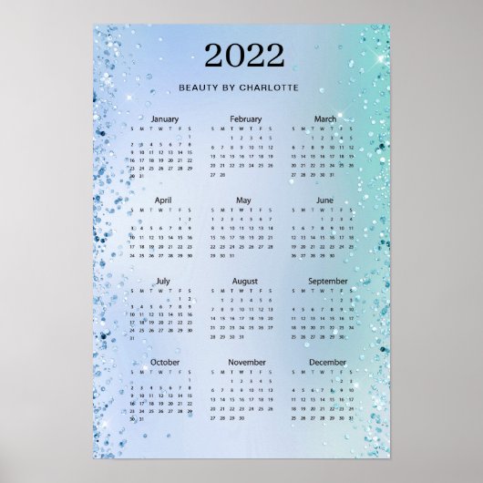 2022! Modern Glitter Calender Poster (Voorkant)