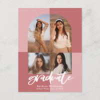 2022 Moderne Roos Roze Arch Multi Photo Afstudeerd