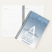 2022 Monogramme Paillettes Bleues Gouttes (Devant avec enveloppe)