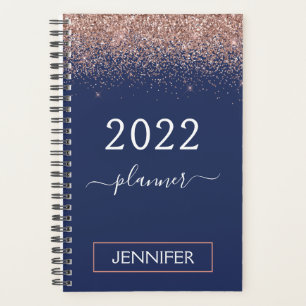 2022 Navyblauw Monogram Glitter Roze Roségoud Planner
