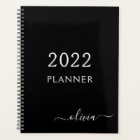 2022 Noir Blanc Féminin Monogramme Nom Moderne
