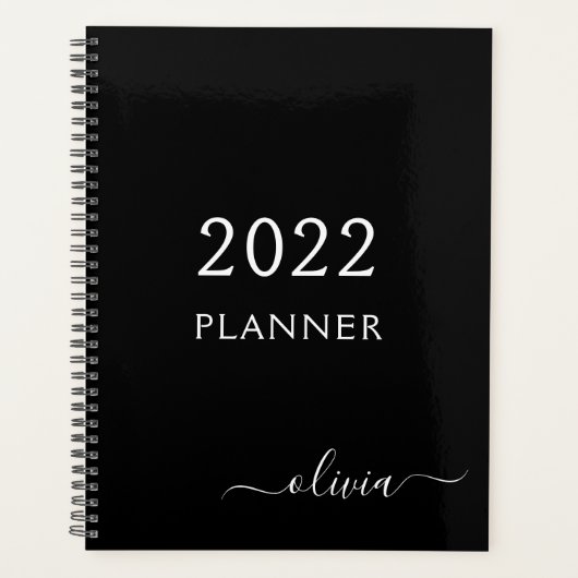 2022 Noir Blanc Féminin Monogramme Nom Moderne (Devant)