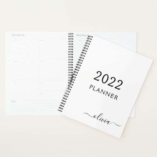 2022 Noir Blanc Script Monogramme Nom Moderne (Devant avec enveloppe)