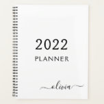 2022 Noir Blanc Script Monogramme Nom Moderne<br><div class="desc">2022 Blanc et Noir Monogramme Ajoutez Votre Propre Nom Script Planificateur de Mariage et d'Événement de Calendrier 2021. Cela fait le cadeau parfait pour un 16e anniversaire, un mariage, une douche de mariée, un anniversaire, une baby shower ou une soirée d'enterrement de vie de jeune fille pour quelqu'un qui aime...</div>