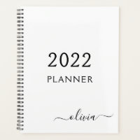 2022 Noir Blanc Script Monogramme Nom Moderne
