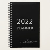 2022 Noir Blanc Script Monogramme Nom Moderne (Devant)