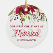 2022 Ons eerste kerstfeest als getrouwd Keramisch Ornament (Achterkant)