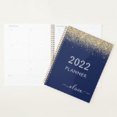 2022 Or Glitter Paillette Navy Bleu Monogramme (Devant avec enveloppe)