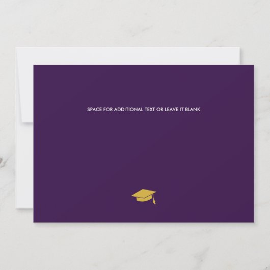 2022 Paarse en Gold Photo Graduation Party Kaart (Achterkant)