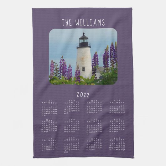2022 Pemaquid Point Plum Lighthouse Calendar Theedoek (Verticaal)