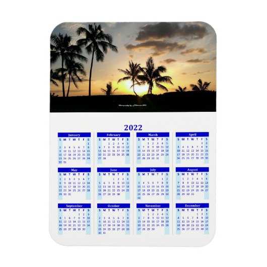 2022 Personalized Blue Photo Calendar Vert Magneet (Verticaal)