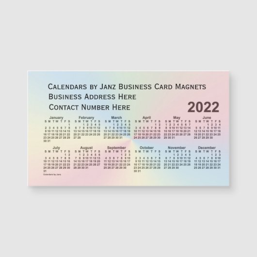 2022 Rainbow Cloud Calendar door Janz Magnet (Voorkant)