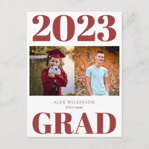 2022 Red Modern Simple Script Photo Afstuderen Uitnodiging Briefkaart