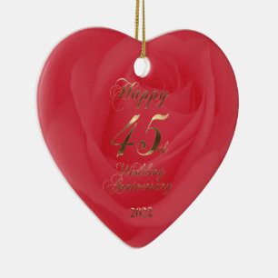 2022 Red Sapphire Wedding Happy 45th Jubileum Keramisch Ornament