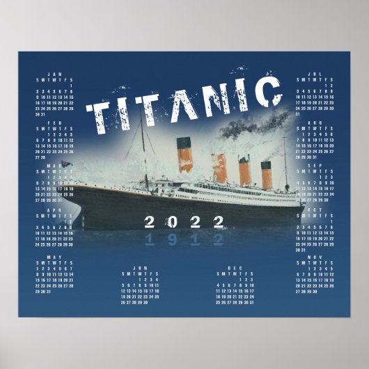 2022 RMS Titanic Blauwe kalenderposter Poster (Voorkant)
