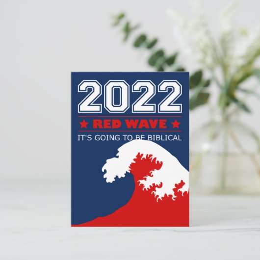 2022 RODE MIDDELEN WAVE Het wordt bijbels Briefkaart (Staand voorkant)