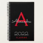 2022 Rood Zwart Monogram Elegant Planner (Voorkant)
