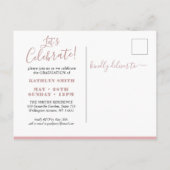 2022 Roos Gold Marble Modern Photo Afstuderen Uitnodiging Briefkaart (Achterkant)