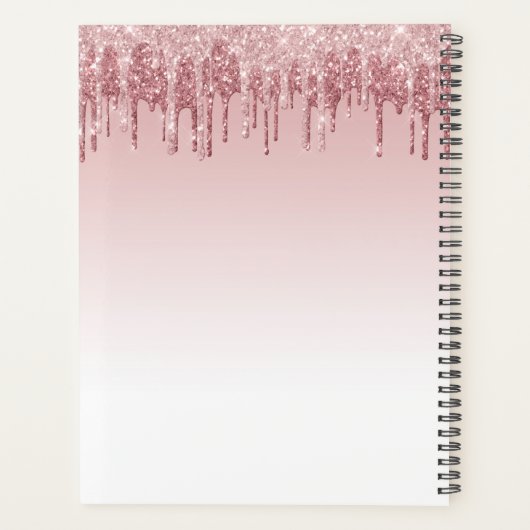 2022 Roze Goud - Blush Roze Glitter Glans Monogram Planner (Achterkant)