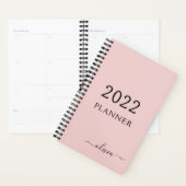 2022 Roze Meisjesachtig Schrift Monogram Naam Mode Planner (Display)