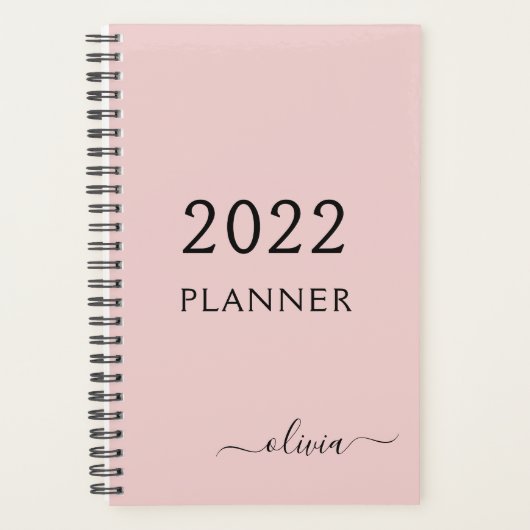 2022 Roze Meisjesachtig Schrift Monogram Naam Mode Planner (Voorkant)