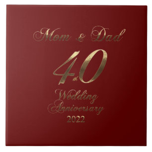 2022 Ruby Wedding 40th Jubileum Parents Tegeltje