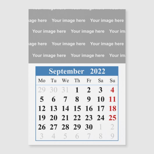 2022 September kalender Magnetische kaart (Voorkant)