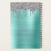 2022 Silver Blauwgroen Aqua Blue Glitter Monogram Planner (Achterkant)