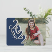 2022 Silver en Blue Afstuderen met foto Kaart (Staand voorkant)