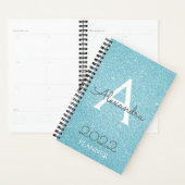 2022 Teal Aqua Blauwe Glitter Glans Monogram Planner (Display)