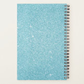 2022 Teal Aqua Blauwe Glitter Glans Monogram Planner (Achterkant)