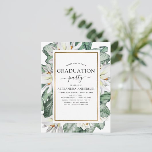 2022 Tropisch Afstuderen Magnolia Greenery Invitat Briefkaart (Staand voorkant)
