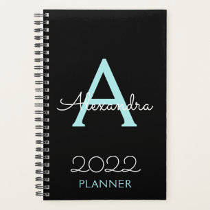 2022 Turquoise Aqua Blue Monogram noir élégant