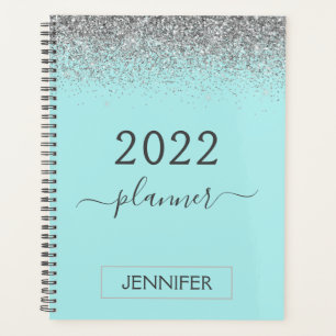 2022 Turquoise Glitter Monogram Girly