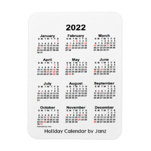 2022 White Holiday Calendar van Janz Magnet Magneet