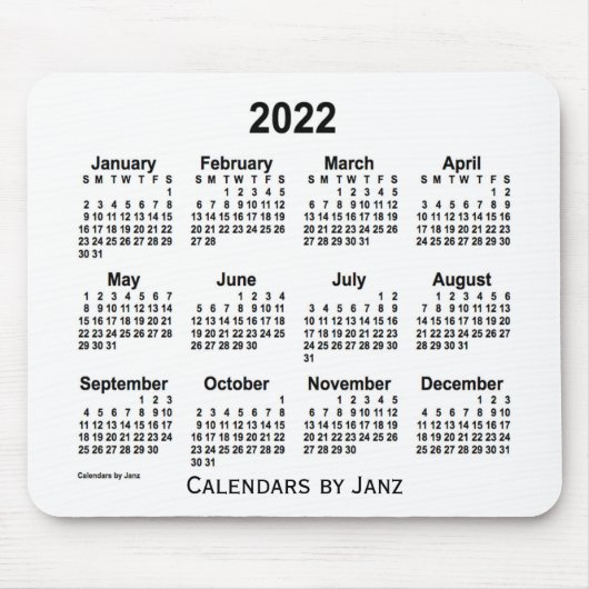 2022 Witte kalender van Janz Muismat (Voorkant)